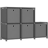 vidaXL regal s 5 škatlami siv 103x30x72,5 cm blago Cene