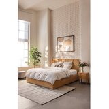 Bonami Selection Gorčično rumena oblazinjena zakonska postelja s prostorom za shranjevanje z letvenim dnom 180x200 cm Thessa Bold Line – | Shoptok.si