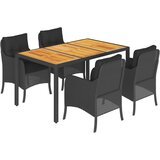 vidaXL 5-dijelni vrtni blagovaonski set s jastucima od poliratana crni | shoptok.hr