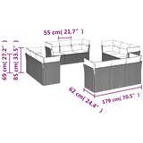  12-dijelni set vrtnih sofa od poliratana s jastucima crni | shoptok.hr