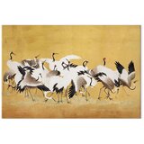  XXL slika - Japanese cranes - a flock of birds against a golden background based on a painting by Ishida Yūtei 170x113 | shoptok.hr