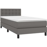 vidaXL Box spring postelja z vzmetnico LED siv 90x190 cm ume | Shoptok.si