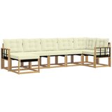 vidaXL Zunanja garnitura za sedenje z blazino 7 pcs Bela in krem, (5000279465) | Shoptok.si