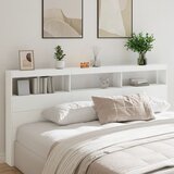 vidaXL Omarica za vzglavje postelje LED bela 220x17x102 cm Cene