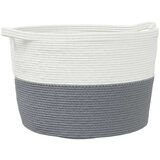  Košara za rublje sivo-bijela Ø 60 x 36 cm pamučna | shoptok.hr
