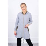 Kesi Sweatshirt with decorative belt in gray color Cene