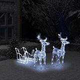  Ukrasni božićni sobovi i sanjke 160 LED žarulja 130 cm akrilni | Eponuda.com
