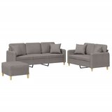 Maison Chic Sedežna garnitura - kavč z vzglavniki 3-delna taupe blago, (21728335) | Shoptok.si