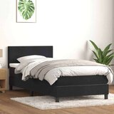 vidaXL Box spring postelja z vzmetnico črna 90x210 cm žamet | Shoptok.si