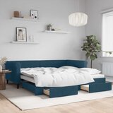  Dnevni krevet na razvlačenje s ladicama plavi 100x200 cm baršun | shoptok.hr