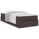  Konstrukcija postelje z vzmetnico Temno rjava 90 x 200 cm blago | Shoptok.si