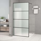 Pregrada za tuš crna 100 x 195 cm s mutnim staklom ESG | shoptok.hr