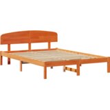 vidaXL Posteljni okvir z naslonjalom Voskasta rjava 140x200 cm Trden les Bor | Shoptok.si