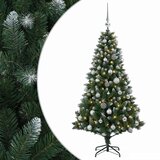  Umjetno božićno drvce s kuglicama 120 cm 150 LED lampica - 120 cm s LED-ima i srebrnim lopticama | shoptok.hr