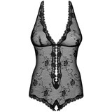 Obsessive Fiorenta - otvoreni čipkani bodi s perlama (crni) - L/XL | shoptok.hr