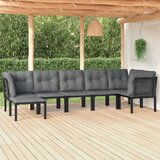 Maison Chic Seti vrtnega pohištva - Vrtna garnitura - Vrtni pohištvo set 7-delna črna in siva poli ratan, (21805330) | Shoptok.si