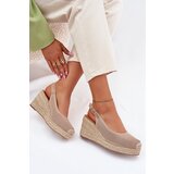 Boto Wedge Sandals For Women With Braiding Dark Beige Tulliata | ePonuda.com