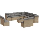 Maison Chic Seti vrtnega pohištva - Vrtna garnitura - Vrtni pohištvo set 14-delna z blazinami bež poli ratan, (21811014) | Shoptok.si