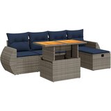  6-dijelni set vrtnih sofa s jastucima crni od poliratana bagrem | shoptok.hr