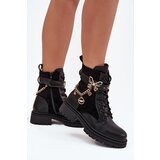 Boto Women's Work Boots Insulated With Gold Chain And Charms Black Vessara | Eponuda.ba