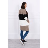 Kesi Cardigan sweater with straps cappuccino+black Cene