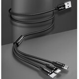 Yesido Podatkovni kabel (CA-60) - 3u1 USB na Type-C-Lightning - Micro USB 60W 3A 1.2m - crni | shoptok.hr