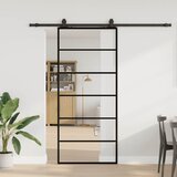  Klizna vrata s priborom crna 90 x 205 cm od ESG stakla u