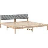  Okvir kreveta s uzglavljem Smeđa i svijetlo siva 200 x 200 cm | shoptok.hr