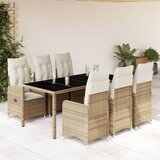 vidaXL 7-dijelni vrtni bistro set od poliratana s jastucima bež Cijene