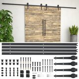 vidaXL Komplet opreme za drsna vrata 2x183 cm jeklo črne barve Cene