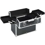 vidaXL Kovček za ličila 37x24x35 cm črn aluminij | Shoptok.si