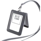 INF Držalo za osebne izkaznice iz pravega usnja z vrvico Grey, (21575347) | Shoptok.si