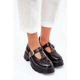 Boto Lacquered Women's Loafers With Buckle On Platform And Flat Heel Black Venda | Shoptok.si
