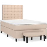 vidaXL Box spring postelja z vzmetnico kapučino 120x190cm umetno usnje, (21112206) | Shoptok.si