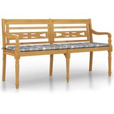  Klupa Batavia sa sivim kariranim jastukom 150 cm od tikovine | shoptok.hr