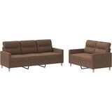  2-dijelni set sofa s jastucima smeđi od tkanine | shoptok.hr