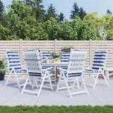 Jastučić za van 6 pcs Plava i bijela 120 x 50 x 7 cm Tkanina - 6