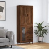 vidaXL Visoka komoda rjav hrast 69,5x34x180 cm inženirski les | Shoptok.si