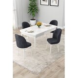 Hanah home trpezarijski set Rut, sto na razvlačenje i 4 stolice, bela ploča, antracit tkanina Babyface | Eponuda.com