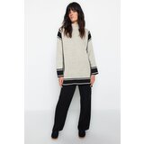 Trendyol Black Comfortable Cut Knitwear Striped Tunic-Pants Bottom-Top Set | Shoptok.si