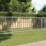 vidaXL Pasji boks z vrati siv 8x2x1,5 m pocinkano jeklo Cene