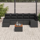 vidaXL 8-delni vrtni sofa set z blazinami črna poli ratan akacija, (22091168) | Shoptok.si