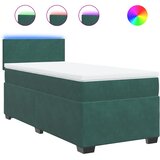 vidaXL Box spring postelja z vzmetnico temno zelena 80x200 cm žamet | Shoptok.si
