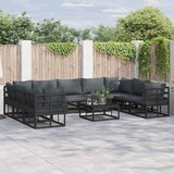 vidaXL Sjedeća garnitura za vrt s jastukom 9 pcs Crna Aluminij Cijene