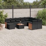 vidaXL 11-dijelni set vrtnih sofa od poliratana s jastucima crni | shoptok.hr