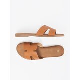 Shelvt Caramel women's flip-flops with cutouts | shoptok.hr