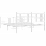  Metalni okvir kreveta uzglavlje i podnožje bijeli 150 x 200 cm | shoptok.hr