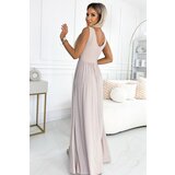 Numoco Long brocade dress with neckline and stitching at the waist | shoptok.hr