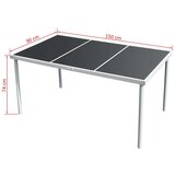  Zunanja jedilna garnitura 7-delna jeklo črna | Shoptok.si