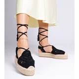 D/CEO marka niezdefiniowana Black woven espadrille sandals Lemura